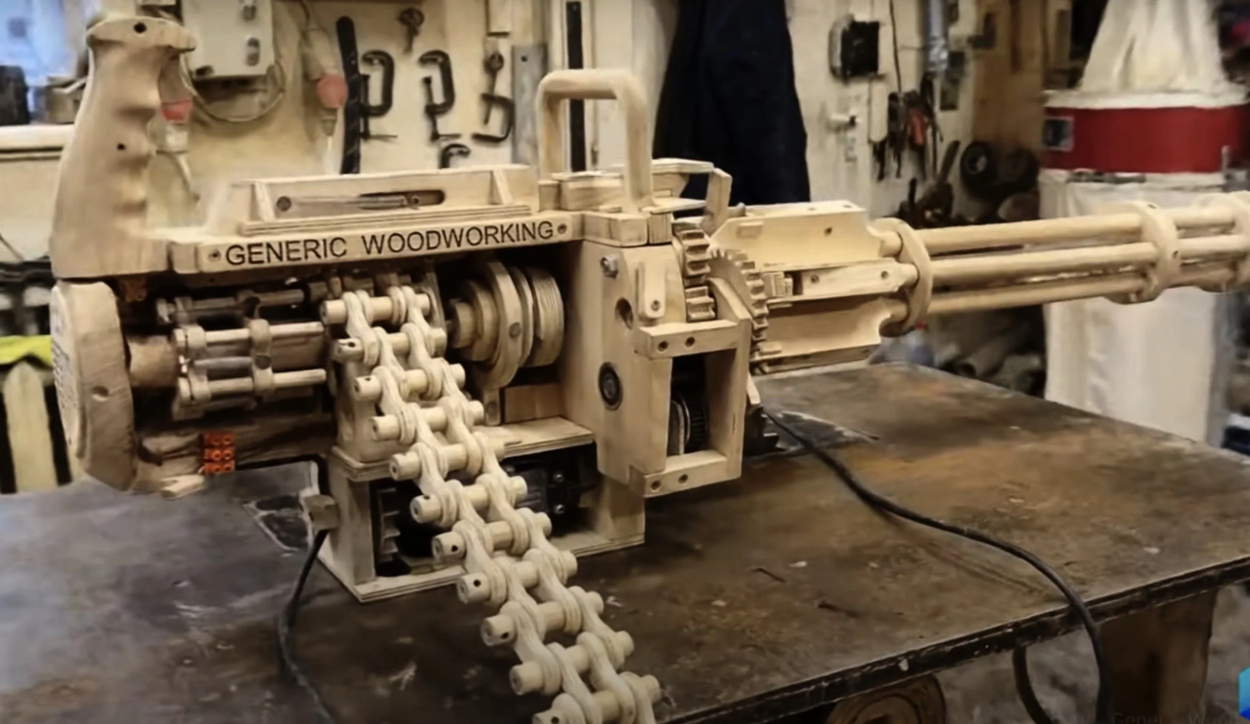 This Awesome Custom Made Wooden Minigun Fires Rubber Bands — GeekTyrant